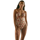 Floral Print High Waisted Halter Neck Swimsuit Set
